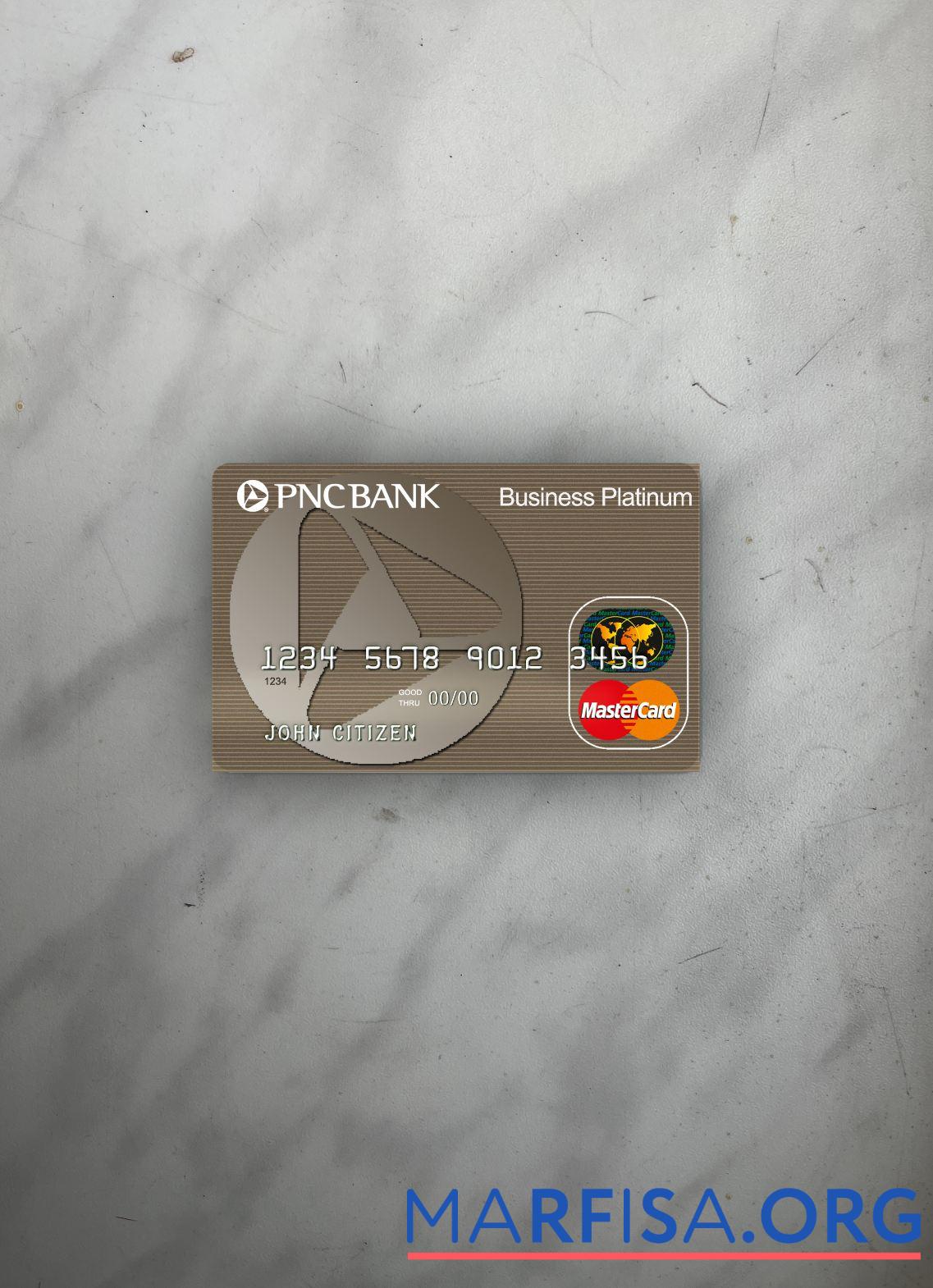 Printable USA PNC bank mastercard photolook front sample